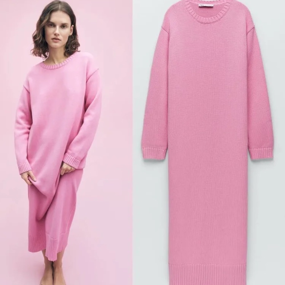 Pink Zara maxi sweater dress